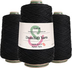 And-et DuraTuft Yarn 45 Vibrant Colors Tufting Nylon Yarn Pack - Ideal for Crochet, Craft Projects -100% B.C.F. - 3 Cones x 1.66lbs -180yards -Perfect for Rug Weaving and Knitting (44 Black)