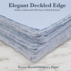 Wanderings A5 Handmade Deckled Edge Cotton Paper - Cold Pressed Texture - Paint, Watercolor, Writing, Printer - Cards, Invitations, Menus, Arts and Crafts. 50 Pack Blue150gsm - 5.8" x 8.3"