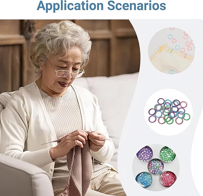 Wonafa 50Pcs Round Metal Stitch Markers,Metal Colorful Crochet Stitch Markers,with Storage Box for Crocheting Clothing Tag DIY Craft Project (Orbicular-50Pcs)