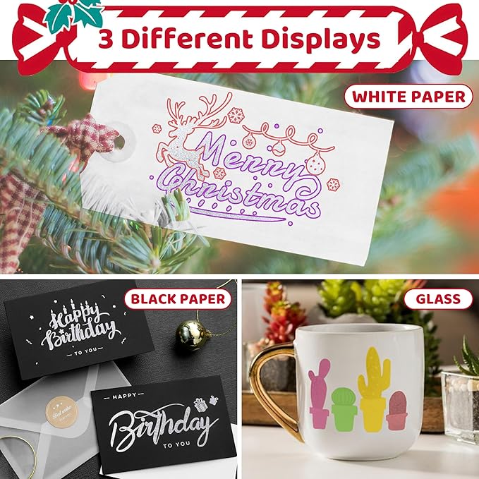 ZSCM QUALITY DECIDES THE FUTURE Stocking Stuffers, Shimmer Outline Glitter Markers, Chriatmas Stocking Stuffers Gifts Trendy Stuff，12 Super Squiggles Metallic Glitter Pens For Chriatmas Gifts