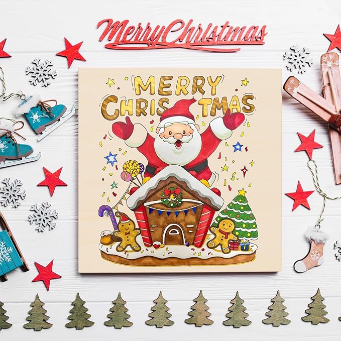 Wood Panels for DIY Painting - Christmas Crafts & Home Décor | 12x12 Inch Canvas Wood Boards, Unfinished Wooden Canvas for Adults & Kids (3-Pack)