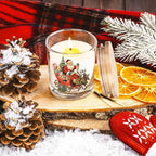 Ziliny 10 Pcs Vintage Christmas Glass Candle Jars Empty Containers Bulk 7 oz Glass Jars with Cork Lids Tins for Christmas Holiday Candle Making Storing Biscuits Tea Party Favors