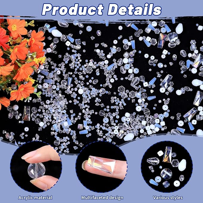 Assorted Glass Crystal Beads for Jewelry Making,DIY Lamp Work, Glass Spacer Beads Colorful Clear Electroplated Color Crystal Beads, Colorful Assortment Bulk Mix, Half Pound
