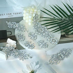 PEARLY JUN 11 Pcs Silver Rhinestone Applique Patches Pearl Rhinestone Patches Iron on Appliques for Dresses Hand Sewing Craft Projects DIY Wedding Clothes Shoes Hats Bags Embellishments