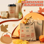 Marspark 22 Pcs Fall Wooden Rubber Stamps and Craft Ink Pads Set Mixed Fall DIY Craft Cards Wooden Rubber Stamps for Party Scrapbooking Cards Making Supplies Gift Decor