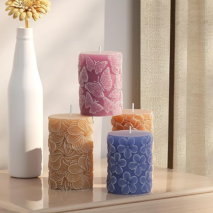 Flower Petal Cylinder Candle Mold - Resin Casting Silicone Molds for Home Decor & Candle Making Wave Spiral Mold