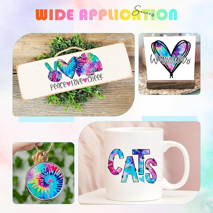 Tintnut Tie Dye Permanent Vinyl - 8 Sheets 12"x10" Swirl Patterned Permanent Adhesive Vinyl for Cutting Machine,Home Decor Self Sticker