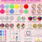 3900 Pcs Girls Bracelet Making Kit, Beads Jewelry Making Kit, Unicorn/Mermaid DIY Crafts Birthday Christmas Gifts with Organizer Box for Friendship Bracelets kits, Girls Ages 5 6 7 8-12 Years Old