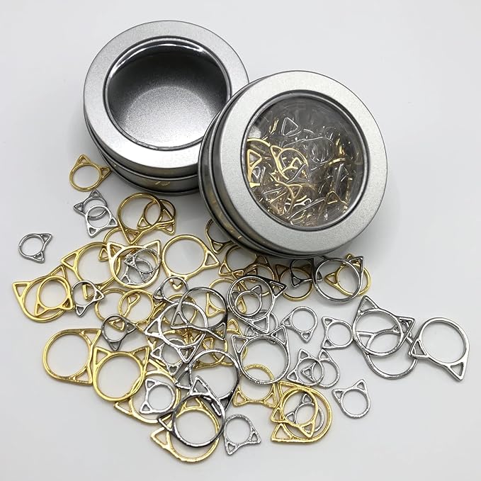 Hilsayum 30PCS Cat Stitch Marker Knitting Stitch Markers Metal Crochet Markers Ring Crocheting Accessories for Weaving, Handmade Crafts