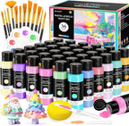 52 PCS Pastel Acrylic Paint Set with 12 Brushes, 2 Knives & Palette, 36 Colors (2oz/60ml) Art Craft Paint for Adults Kids Artists Beginners, Canvas Ceramic Rocks Wood Painting Kit Art Supplies