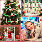 UPINS Christmas Pony Beads, 1200Pcs Red White Green Gold Silver Plastic Beads Christmas Necklace Hair Beads Crafts DIY