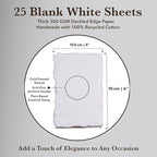 Wanderings White Thick Handmade Deckled Edge Cotton Paper - Cold Pressed Texture - Paint, Watercolor, Drawing, Writing, Cards, Invitations, Menus, Arts and Crafts. 25 Pack White 300gsm - 4" x 6"