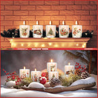 Ziliny 10 Pcs Vintage Christmas Glass Candle Jars Empty Containers Bulk 7 oz Glass Jars with Cork Lids Tins for Christmas Holiday Candle Making Storing Biscuits Tea Party Favors