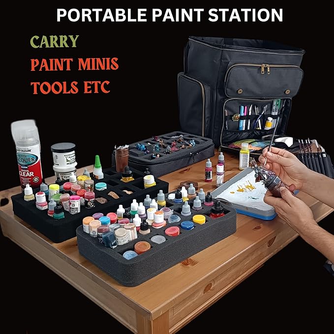Pro Artist Hard Case – Rugged Travel Organizer with Customizable Foam, 3D Panel, Backpack Straps & Handle – For Painting Tools, Miniatures, Tabletop Gaming, 3D Models & Studio Supplies