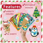 Christmas Stickers 36 PCS for Kids Make a Face Stickers, Make Your Own Christmas Sticker DIY Mix and Match Christmas Party Games Sticker Decorating Party Favors Supplies for School Student Awards