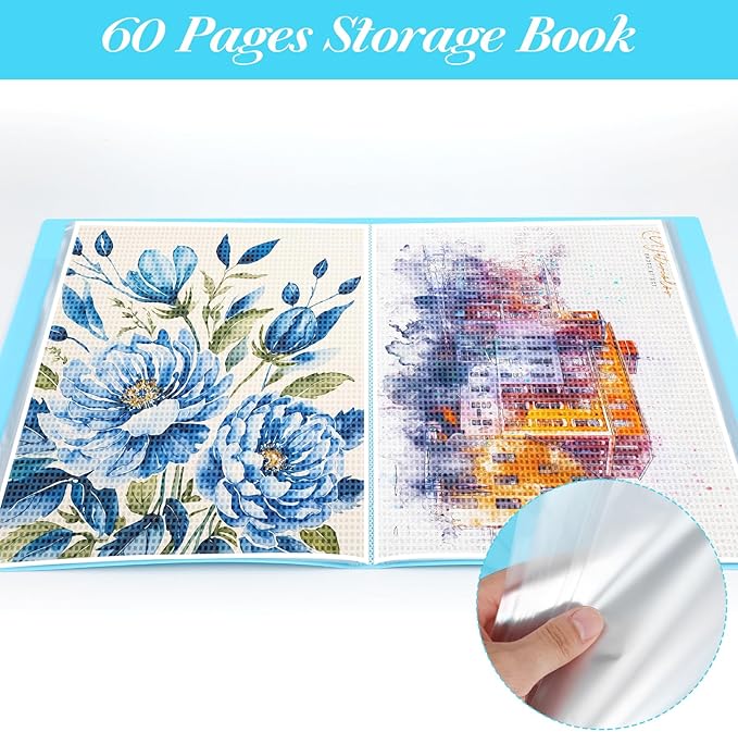 2 Pack A3 Diamond Painting Storage Book, 60 Pages Art Portfolio - Suitable for 12x16 inch Diamond Painting