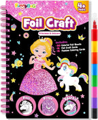 FUNNYB&G Foil Art Craft for Kids - Christmas Crafts Gift Party Favors Stocking Stuffers for Kids Fun Art Supplies Creative Birthday Gift Travel Toys for Girls Boys 4 5 6 7 8 9 Years Old(Princess)