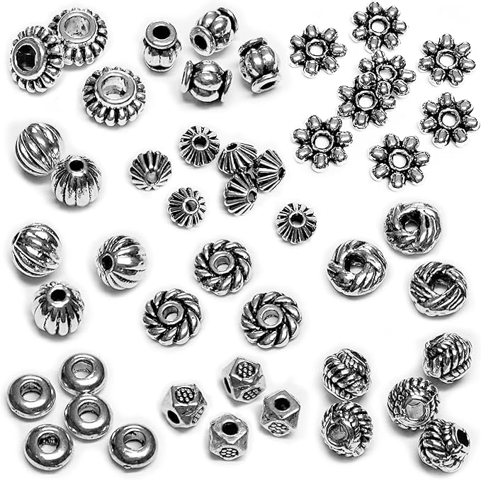 Silver Spacer Beads for Jewelry Making - Flat, Small Seed Beads for Bracelets, Necklace & Earrings - 500pcs Bulk Tibetan Silver Jewelry Set