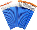100 Pcs Paint Brushes Round Flat Small Brush Bulk for Detail Painting