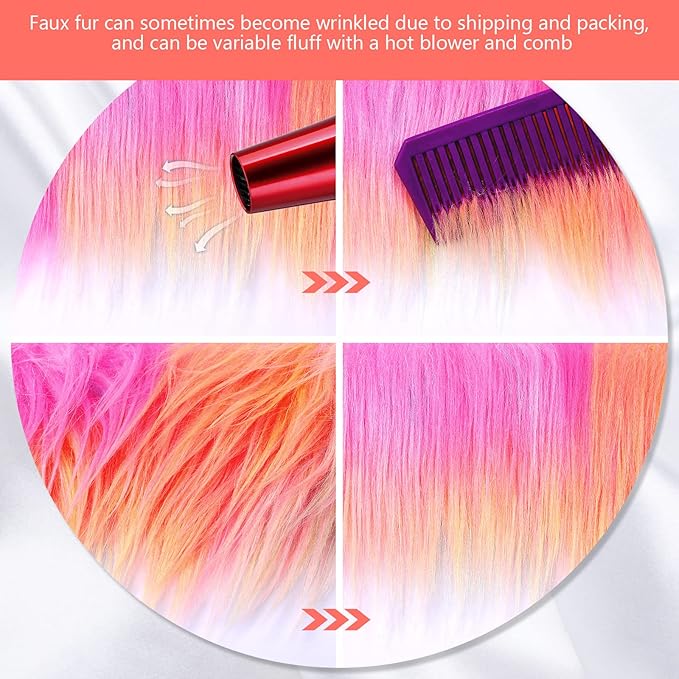 Tatuo Faux Fur Fabric Christmas Fluffy Fuzzy Craft Fake Fur Cuts Shaggy Synthetic Plush Patch Sewing DIY Winter Halloween Costume Gnome Beard Miniature Dolls Rugs Mats Gift(Colorful,2 x 100 Inch)