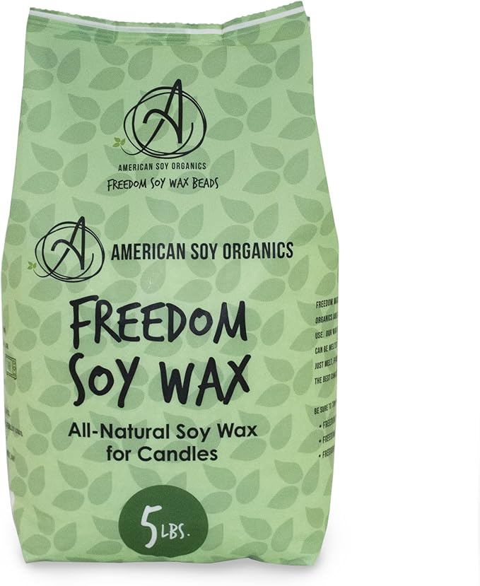 American Soy Organics Freedom Soy Wax Beads for Candle Making - Natural Candle Making Supplies - Paraffin-Free, Beeswax-Free Candle Wax for Container Candles, Tealights and Wax Melts, 5 lbs