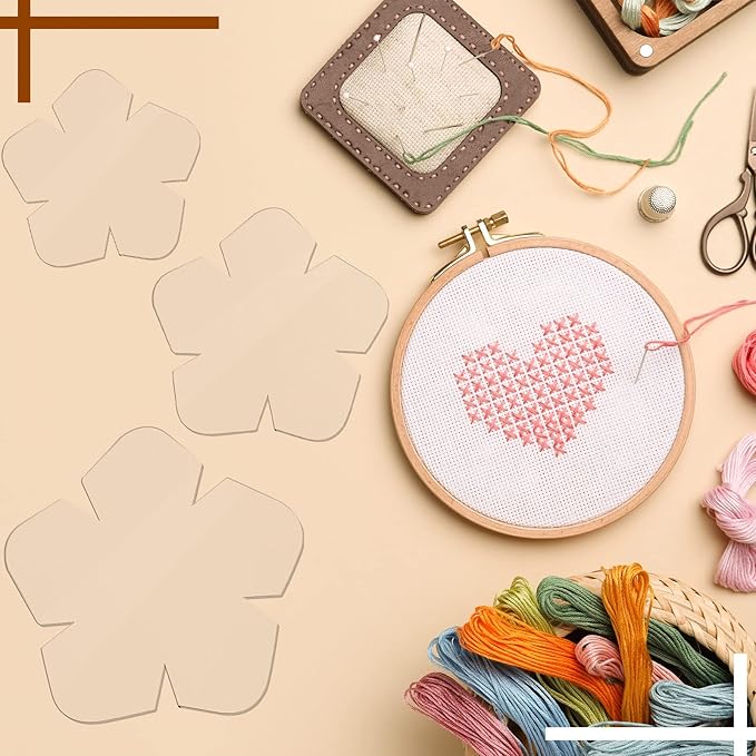 Flutesan 3 Pcs Bowl Cozy Pattern Template 8/10/12 Inch Clear Acrylic Bowl Wrap Sewing Pattern Template with 3 Pieces Water Soluble Pen Batting Quilting Cut on Fold Stencil(Bloom Edge)