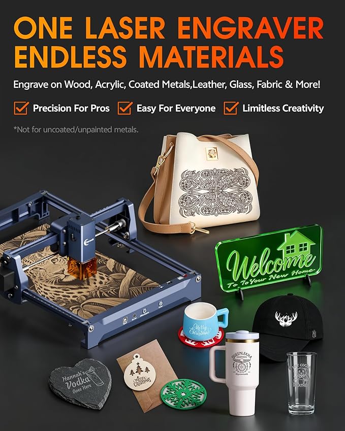 Laser Engraver 10W Laser Engraving Machine for Wood Metal Acrylic Glass Stone, Powerful DIY CNC Portable Laser Cutter 7.9" x 11.8" (Near A4) Offline Engraving Carverall K15 Pro, 10000mW, Class 1