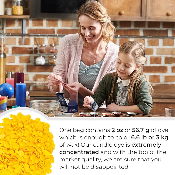 Bright Yellow Candle Dye 2oz for Soy Candle Making – Highly Concentrated Candle Wax Dyes – Candle Shop Premium Color Dye Chips for Soy Wax, Beeswax, Paraffin