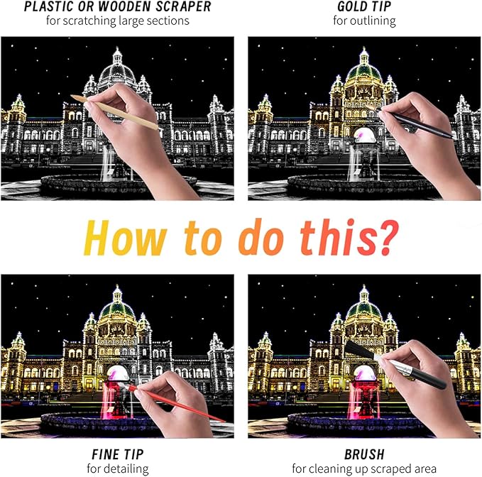 Scratch Art for Adults (8 Sheets A4),Family Creative DIY Painting Papers for Travel Lovers,Craft Lovers|Creative Scratch Art Adult (Prague/Ottawa) by Iskueal