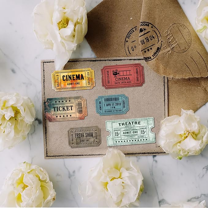 GLOBLELAND Vintage Ticket Clear Stamp for Scrapbooking Movie Theater Silicone Stamps Retro Show Ticket Transparent Stamp for Card Making DIY Embossing Journaling