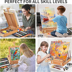 82Pcs Professional Oil Painting Set with Easel Box, 24 Rich Oil Colors & 10 Hog Brushes,Palette Knives, Canvases Complete Art Supplies Kit for Beginners & Artists