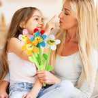 10 Pcs Plush Smile Flower Stuffed Bendable Stems Plush Bouquet Toy Soft Flower 12.6 Inch for Christmas 2025 Mother's Day Girl Girlfriend Wife(Cute Style)