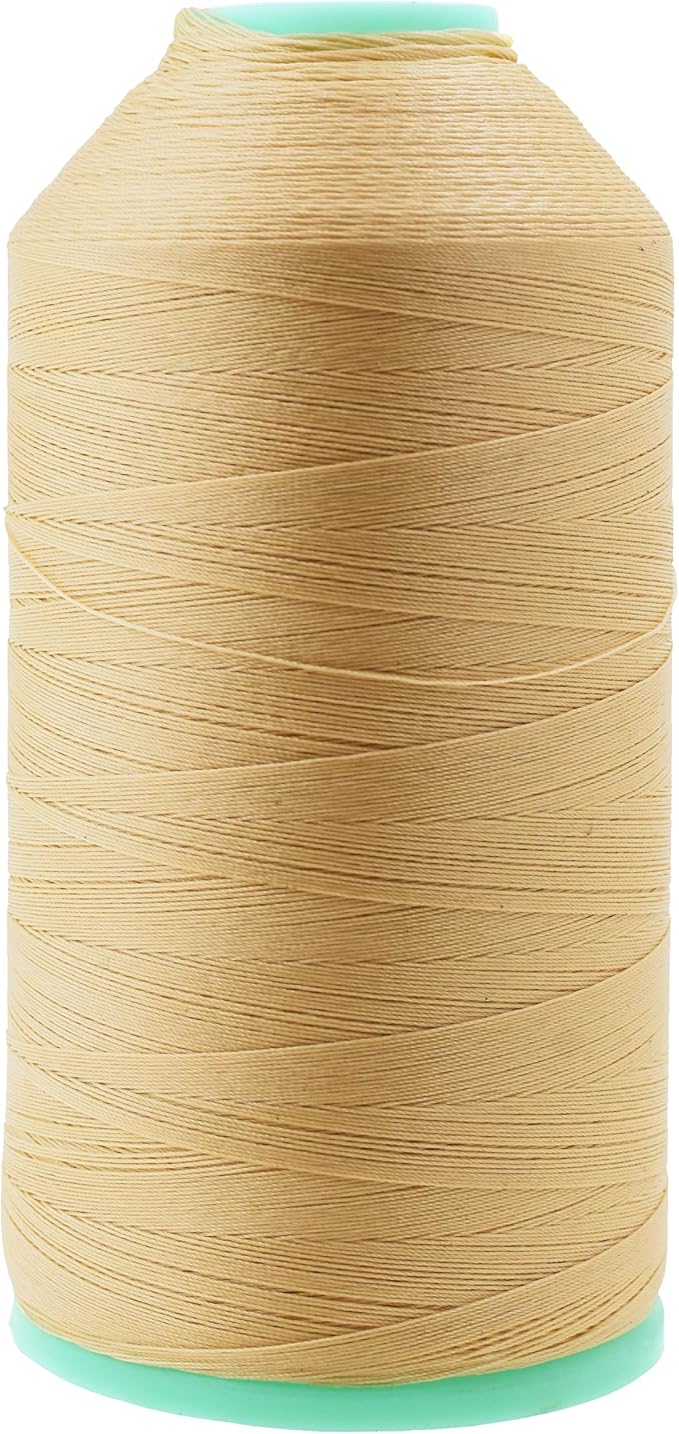 Mandala Crafts Tex 45 Bonded Nylon Thread for Sewing - 2843 YDs T45 Heavy Duty Tan Nylon Thread Upholstery Thread for Leather Jeans Weaving, T45 #46 210D/2