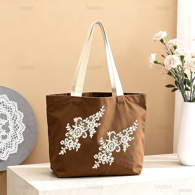 AUEAR, 2 Pack Flower Lace Applique Patches for Wedding Dress DIY Clothing Collar Material (Ivory Color)