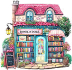 Pink Bookstore Diamond Painting Kits for Adults, 5D Diamond Art Painting by Numbers Kits, DIY Diamond Dots Art Kits, Full Round Drill Diamond Paintings for Adults for Home Wall Decor, 13.8x13.8 in