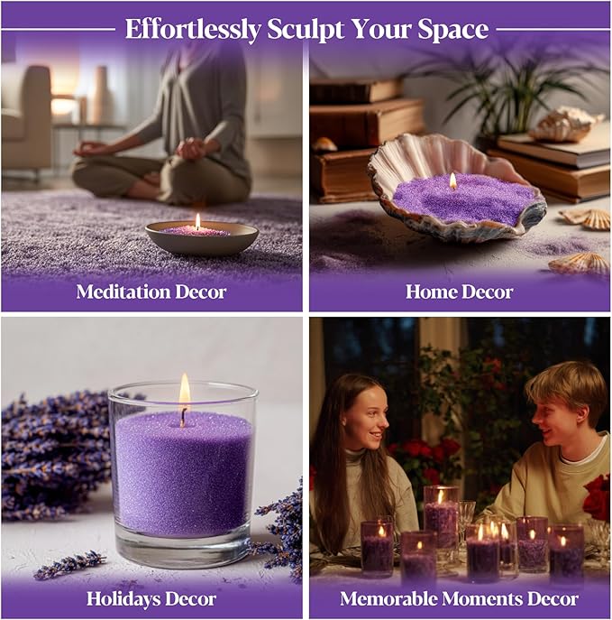 Sukh Deep Purple Candle Sand with Wick - 430G(0.94lb) Sand Candle with Wicks Refillable Candles for Weddings, Dating, Halloween, Christmas