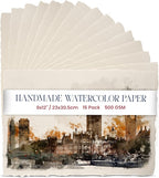 Wanderings Thick Handmade Watercolor Paper with Deckled Edge - 9x12-500GSM Premium Ivory Cold-Pressed Textured Mixed Media Paper Made with Recycled Cotton - 15 Loose Leaf Sheets