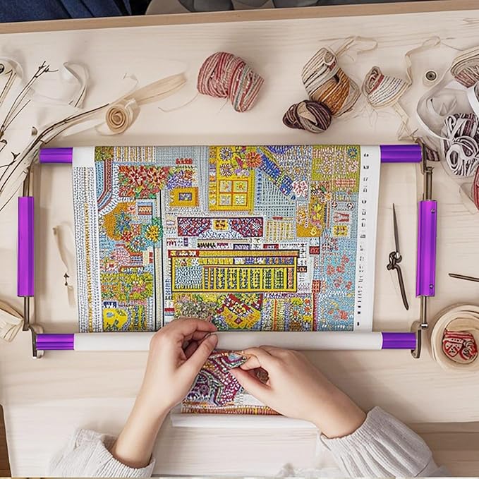 Couple Embroidery Art Embroidery Clip Frame Cross Stitch 4 Slot Presser Heavy Duty Embroidery Bandage Embroidery Frame Needlepoint Frame Embroidery Scroll Frame Embroidery Frames (Purple)