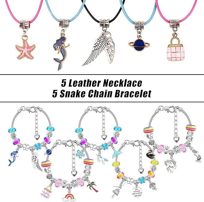 SUREHOME Jewelry Making Kit for Girls 8-12, 110 Pcs Charm Bracelet Making Kit DIY Toy Art and Crafts for Kids Ages 4-8 Birthday Christmas Gifts for Little Girls 5 6 7 9 10 11 Years Old Trendy Stuff