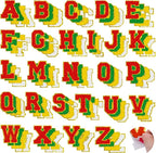 104 Pcs Red Green Christmas Patches Chenille Letter Patches Embroidered Stick on Patches Self Adhesive for Clothing,A-Z Letter Stickers Sew on Patches for Sweaters Jackets Hats Stockings Backpacks