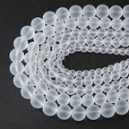 45pcs 8mm Frost White Crystal Glass Beads for Jewelry Making Round Loose Beads DIY Bracelets Necklaces Crystal Energy Healing Stone Beads 15"(8mm, Frost White Glass)