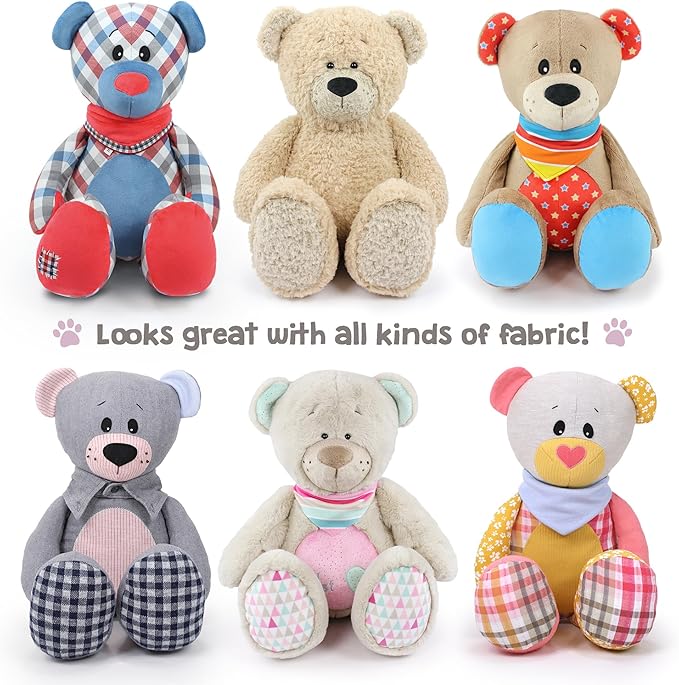 kullaloo Memory Bear Sewing Pattern – Stuffed Teddy Bear Plush Toy with Removable Collar, Shirt & Jacket | Memorial Bear Template with QR Video Tutorials, PES & SVG Files | Designed in Canada