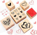 Watersay 6 Pcs Valentine Rubber Stamp Set Happy Valentine Day Wooden Rubber Stamp Vintage Art Print for Crafting Love Heart Pattern and DIY Scrapbooking Card Making Hand Book (Patter)