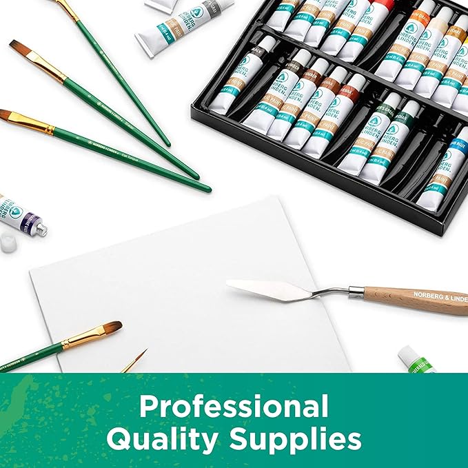 Norberg & Linden Acrylic Paint Set - Canvas and Acrylic Paint Sets for Adults, Teens, Kids - Includes 24 Vivid Colors, 3 Painting Canvas Panels, 6 Assorted Brushes & 1 Paint Knife