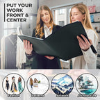 Dunwell 11x17 Art Portfolio Binder with Black Mounting Paper (Black), Large Portfolio Folder for Artwork Storage, 24 Clear Plastic Sleeves, Displays 48 Pages, Acid-Free 11 x 17 Presentation Book