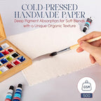 Wanderings Thick Handmade Watercolor Paper with Deckled Edge A5-5.8x8.3-500GSM Premium Ivory Cold-Pressed Textured Mixed Media Paper Made with Recycled Cotton - 15 Loose Leaf Sheets