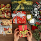 DECYOOL 4 Rolls 100 Yards Christmas Ribbons 1 Inch Wide Holiday Metallic Glitter Ribbons for Gift Wrapping and DIY Craft, Gold & Silver