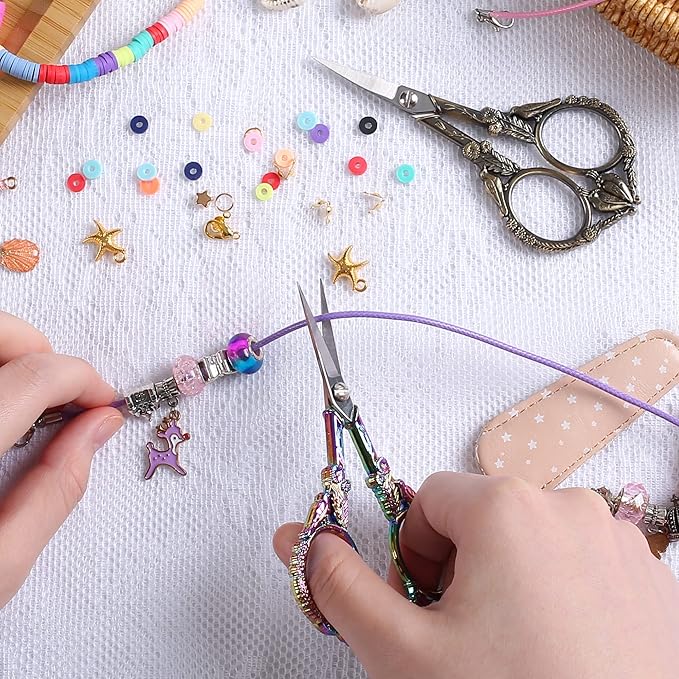 Small Embroidery Scissors with Cover -Cute and Comfortable handles with Sturdy and Sharp Tips for Precise Cutting, Perfect Size for Keeping in Your Sewing and Craft Supplies Kit