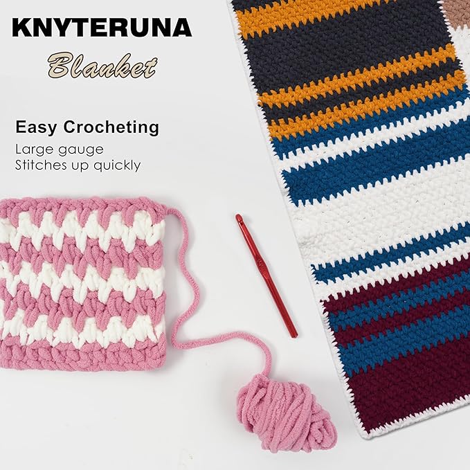 #6 Super Bulky Blanket Yarn for Crocheting - 4 Skeins(Each 10.5oz/300g, 220yds/201m), Chunky Chenille Thick Plush Big Soft Yarn for Crocheting Knitting Blankets, Dusty Pink