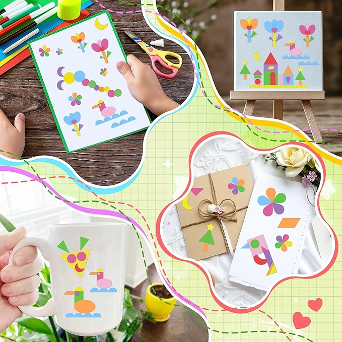 1808Pcs Foam Stickers,Foam Shape Stickers Self Adhesive,Colorful Star Heart Circle Sticker for Kids Crafts Large Small Geometric Sticker for Preschool Classroom Scrapbook Supplies(16,Multicolor)